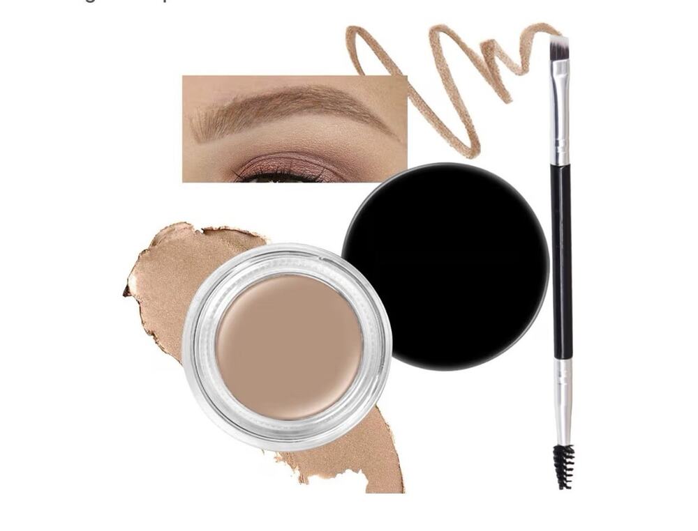 NEW 2Pc Eyebrow CREAM Brow Pomade Set with Dual-ended Brush Long lasting